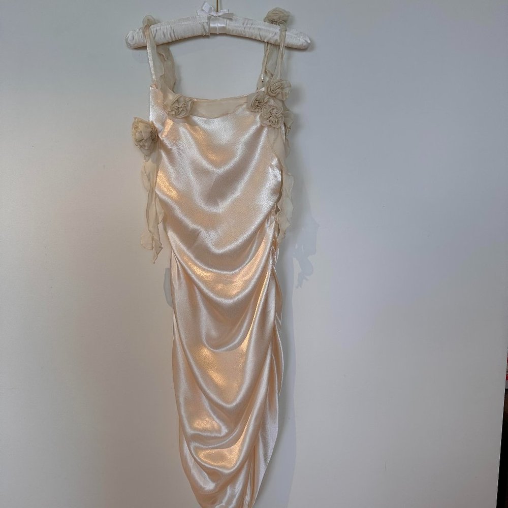 Vintage Style Silk Flower Applique Dress
